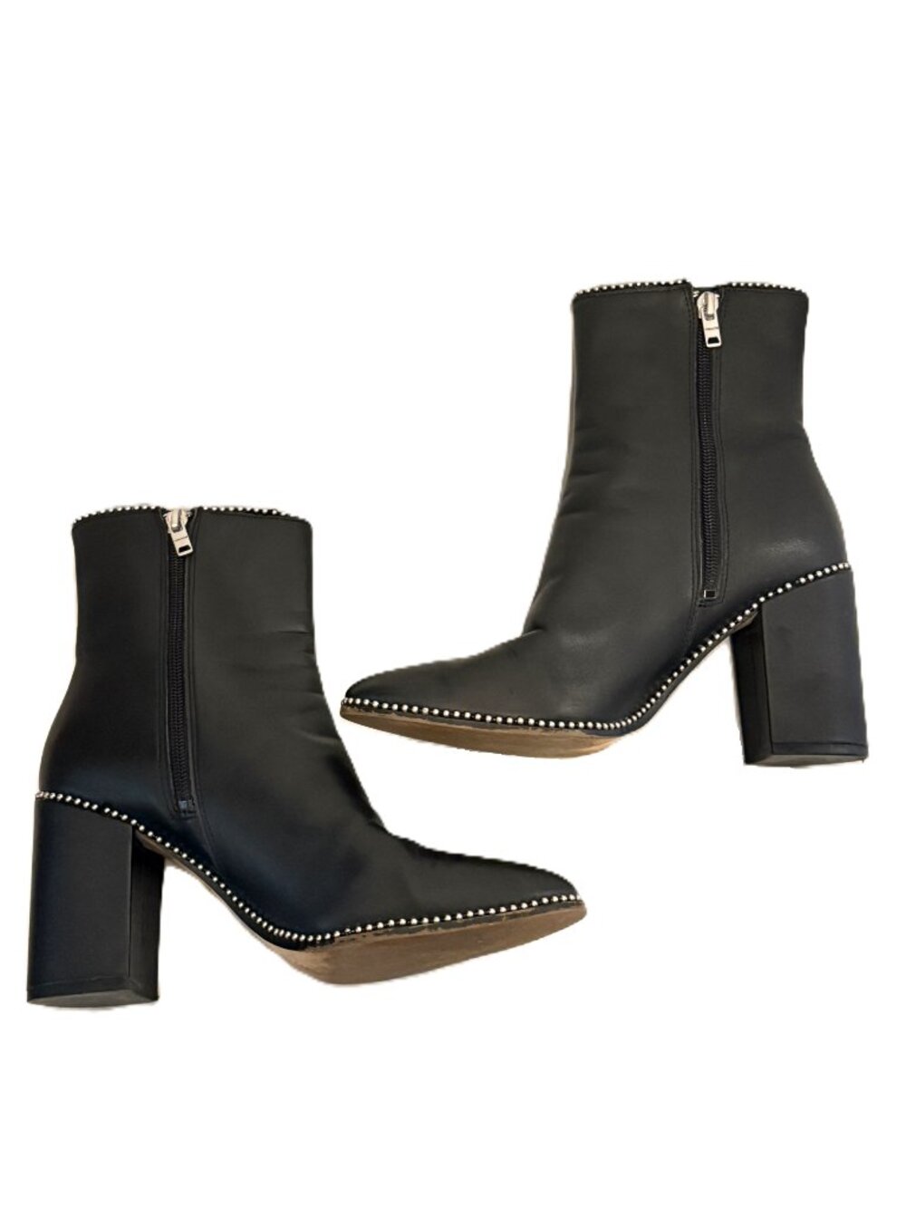 Coach Drea G4283 Womens 8B Black Leather Bead Trim Block Heel Ankle Boots - Picture 5 of 11